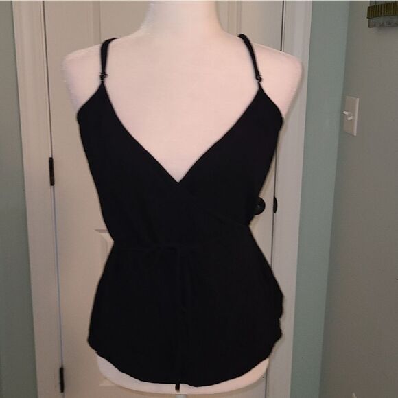 Treasure & Bond Black Linen Blend Wrap Blouse - Picture 3 of 9
